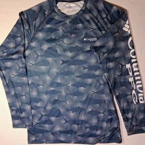 Columbia PFG Omni-Shade Fishing T-Shirt Mens Medium Blue Camo d4